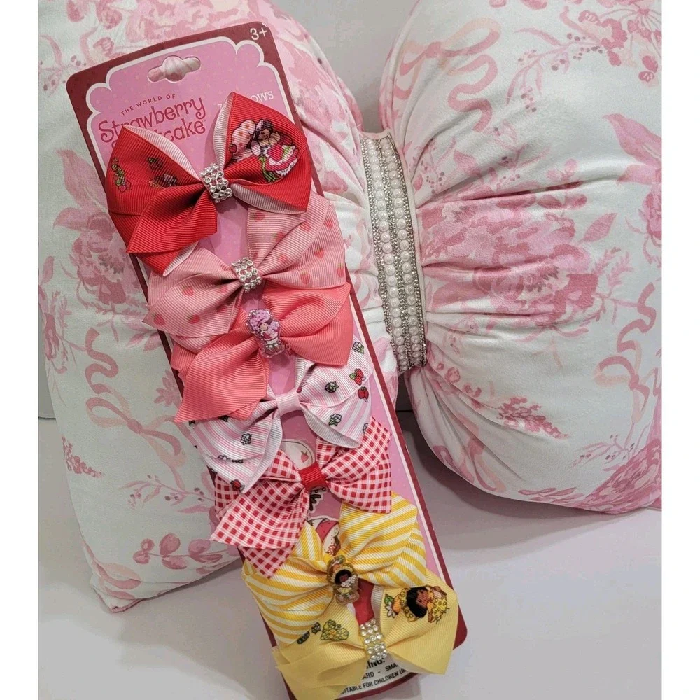 NEW! STRAWBERRY SHORTCAKE Orange Blossom Variety HAIR BOW Clips Set Of 7‎ Bling